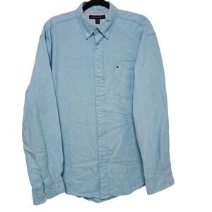 Tommy Hilfiger Blue Oxford Button Down L Y2K Coastal Prep Heritage Cotton Easter